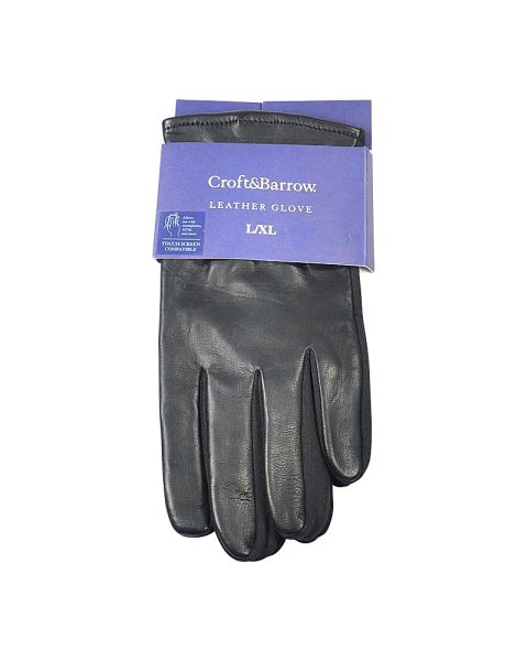 Men's Black Leather Touchscreen Gloves